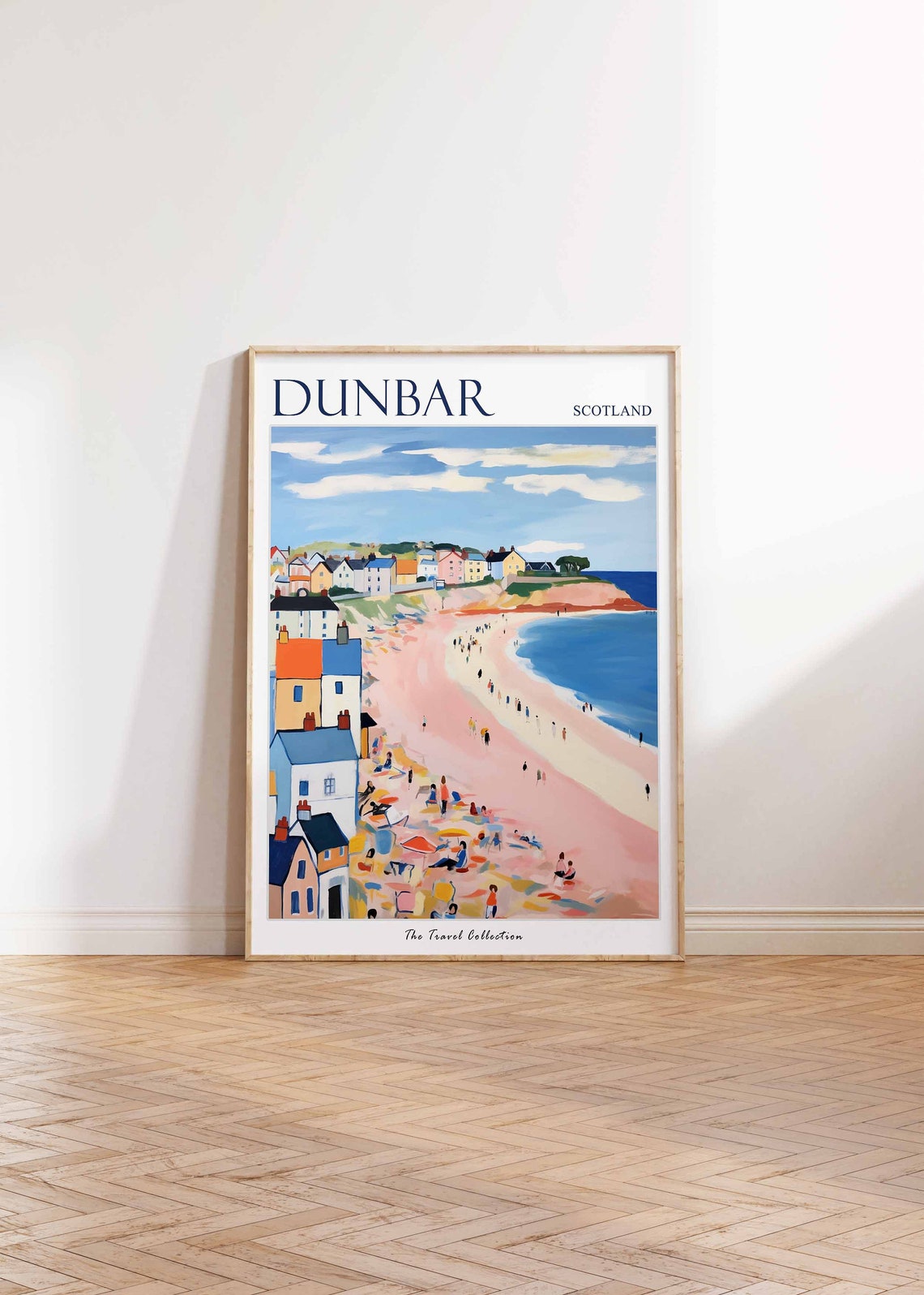 Dunbar Scotland Pink Beach With Seaside Cottages Travel Poster - Image 2