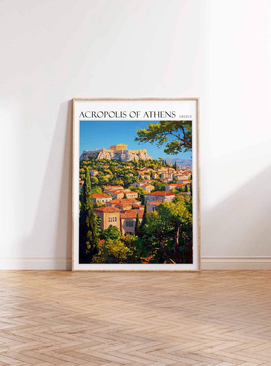 Acropolis Of Athens Poster Acropolis Of Athens Travel Print Greek Travel Poster Botanical Decor Floral Print European Travel Print - Image 3