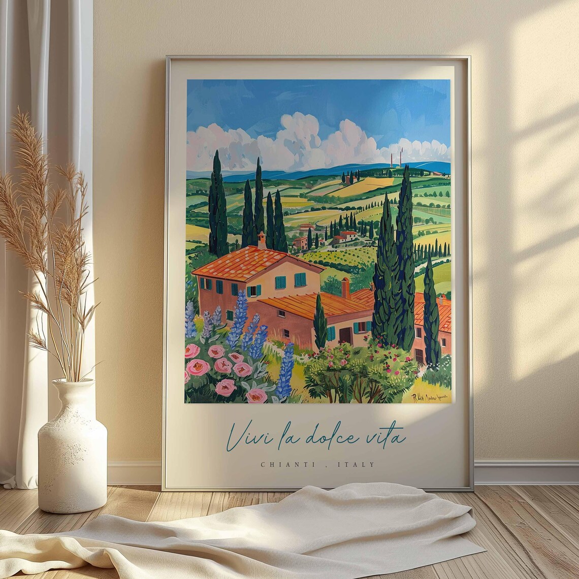 Chianti Italy Vivi la Dolce Vita Tuscan Farmhouse Garden Poster - Image 2