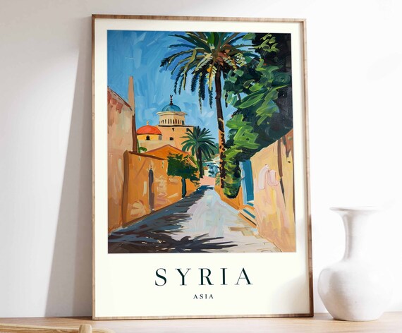 Syria Poster Syria Travel Print Islamic Wall Art Islamic Decor Tropical Decor Botanical Print Syria Gift Syria Travel Poster