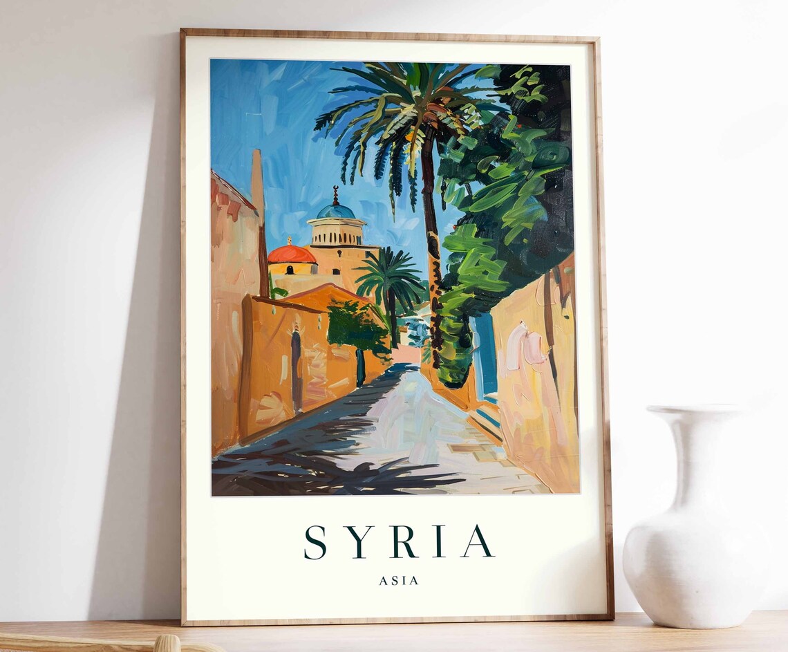 Syria Palm Shaded Street Toward Domed Shrine Old City Asia Poster