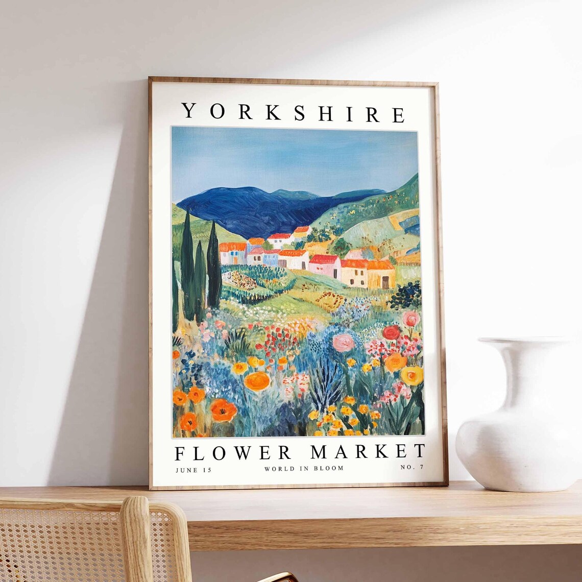 Yorkshire Flower Market No. 7 Village Valley Wildflower Art Poster