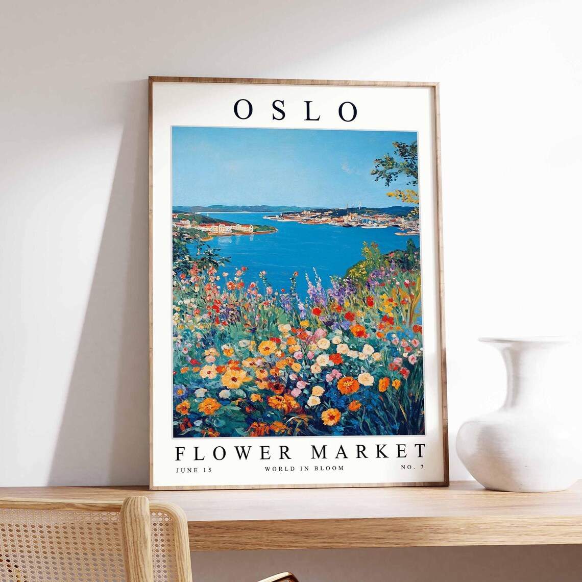 Oslo Flower Market Bay Islands Orange Wildflower Meadow Poster