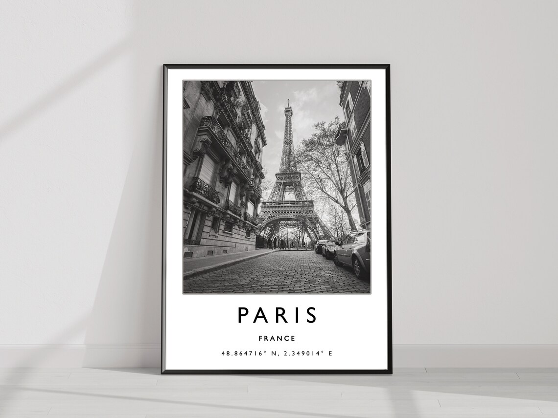 Paris Travel Poster, Black and White Art Print - Image 2