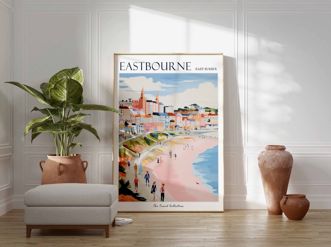 Eastbourne Poster Eastbourne Travel Print East Sussex Travel Poster British Decor Tropical Decor Sea Print Eastbourne Gift - Image 3