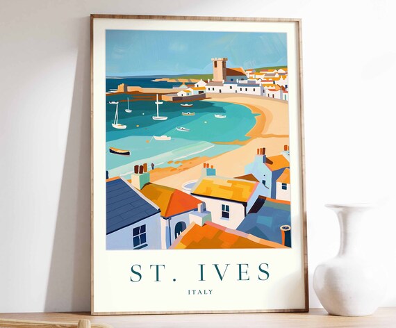 St Ives Poster St Ives Travel Print Italy Wall Art Italian Decor Tropical Decor Sea Print St Ives Gift St Ives Travel Poster