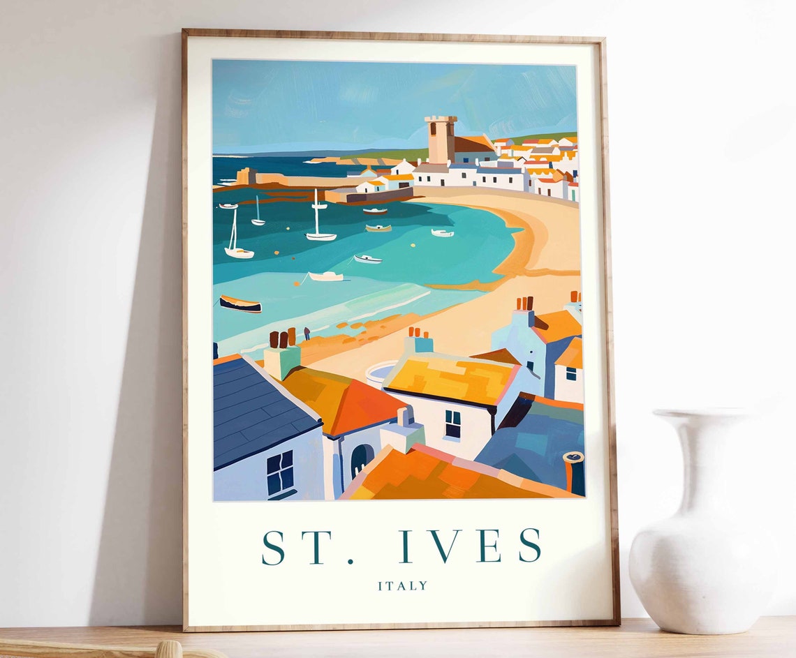 St Ives Poster St Ives Travel Print Italy Wall Art Italian Decor Tropical Decor Sea Print St Ives Gift St Ives Travel Poster