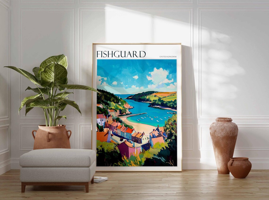 Fishguard Poster Wales Travel Poster Coastal Wall Art Welsh Decor Uk Travel Poster Welsh Landscape Uk Travel Prints Seaside Towns - Image 3