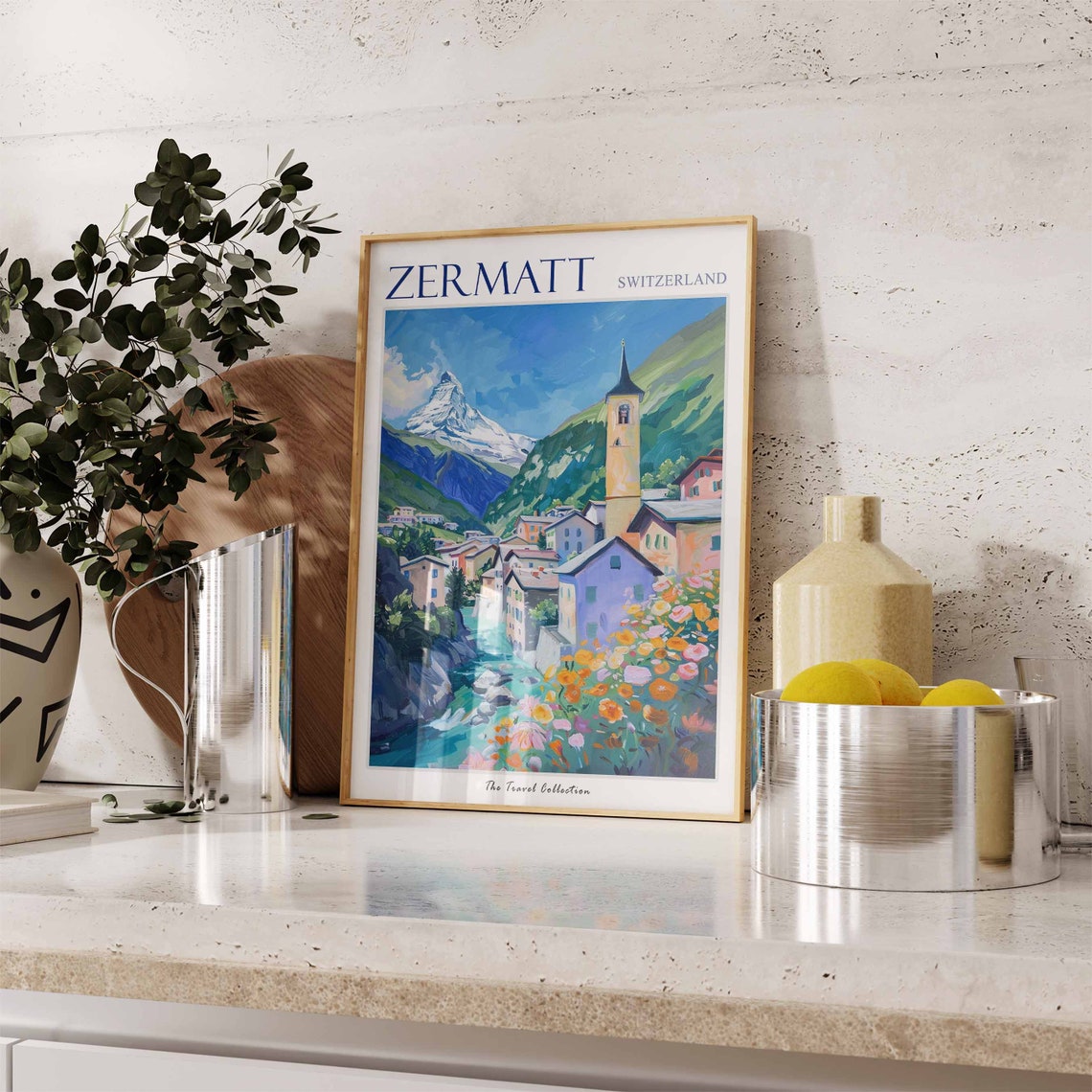 Zermatt Switzerland Travel Poster Matterhorn Mountain Village View - Image 2