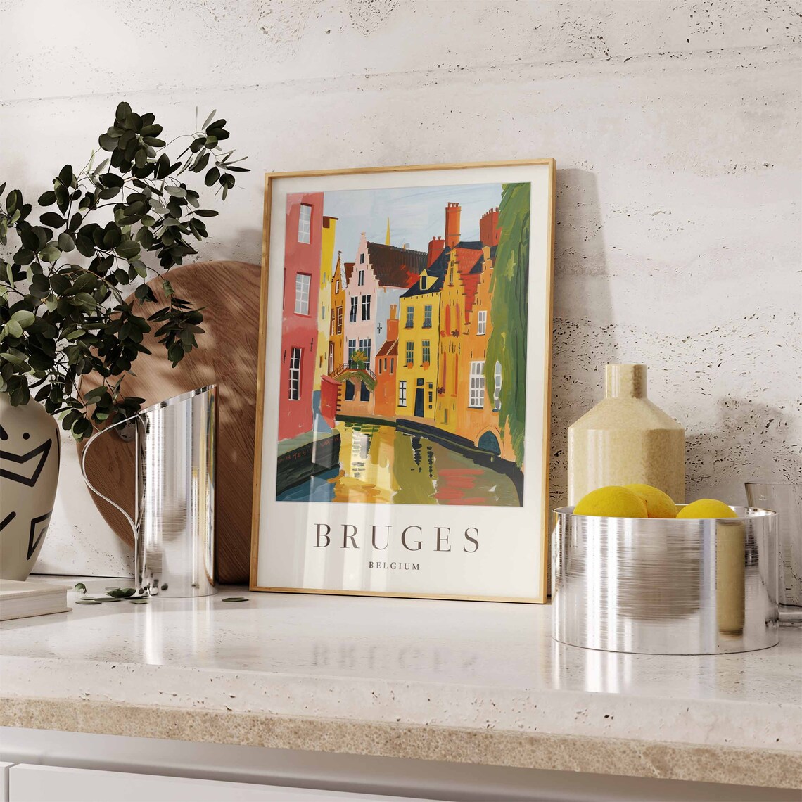 Bruges Poster Bruges Travel Print Belgium Wall Art Belgian Travel Print Tropical Decor City Print Bruges Gift Bruges Travel Poster - Image 3