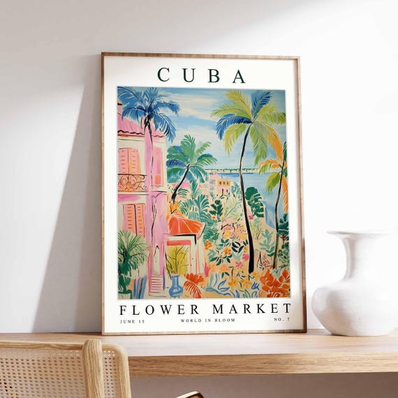 Flower Market Poster Vibrant Caribbean Floral Wall Art