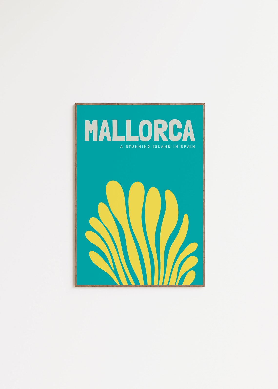 Mallorca Spain Minimalist Typographic Teal Yellow Art Poster - Image 2