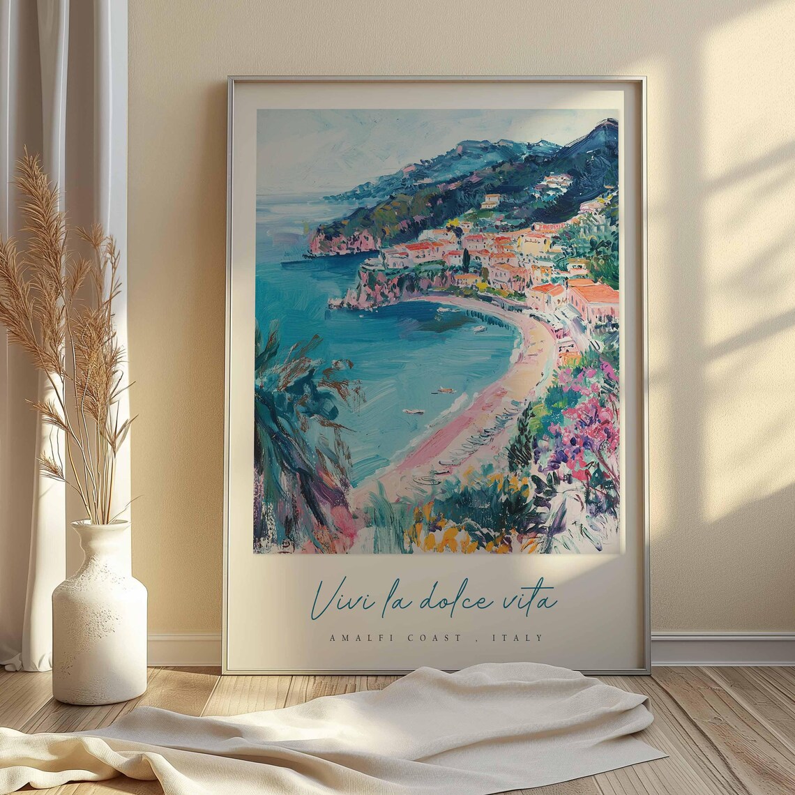 Vivi la Dolce Vita Amalfi Coast Sunny Bay Beach Travel Poster - Image 2