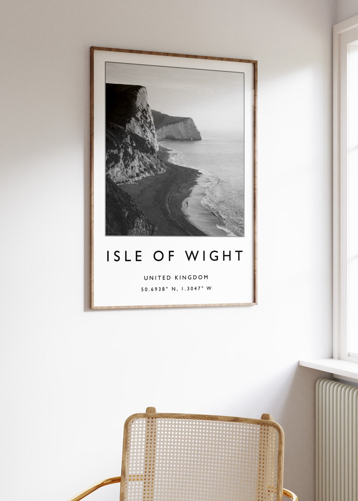 Coastal Isle Of Wight United Kingdom Black White Photo Poster - Image 3