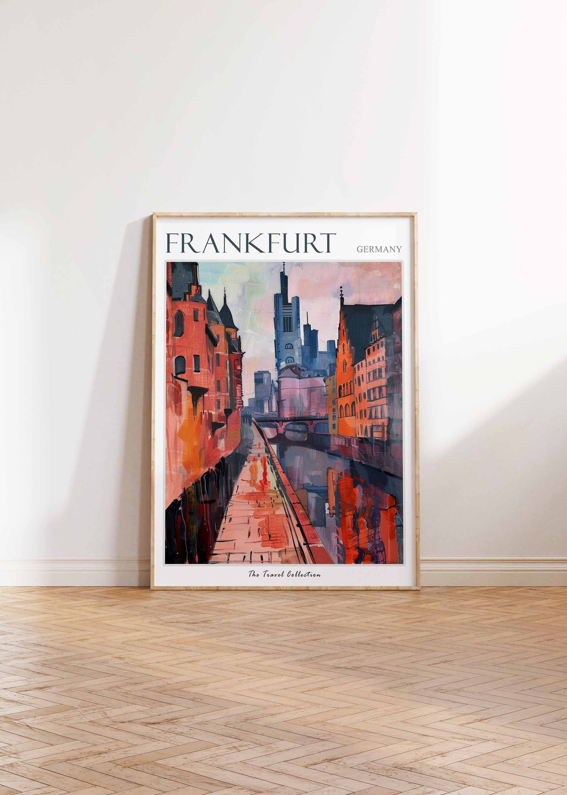 Frankfurt Germany Painted Old Town Street Buildings Art Poster - Image 2
