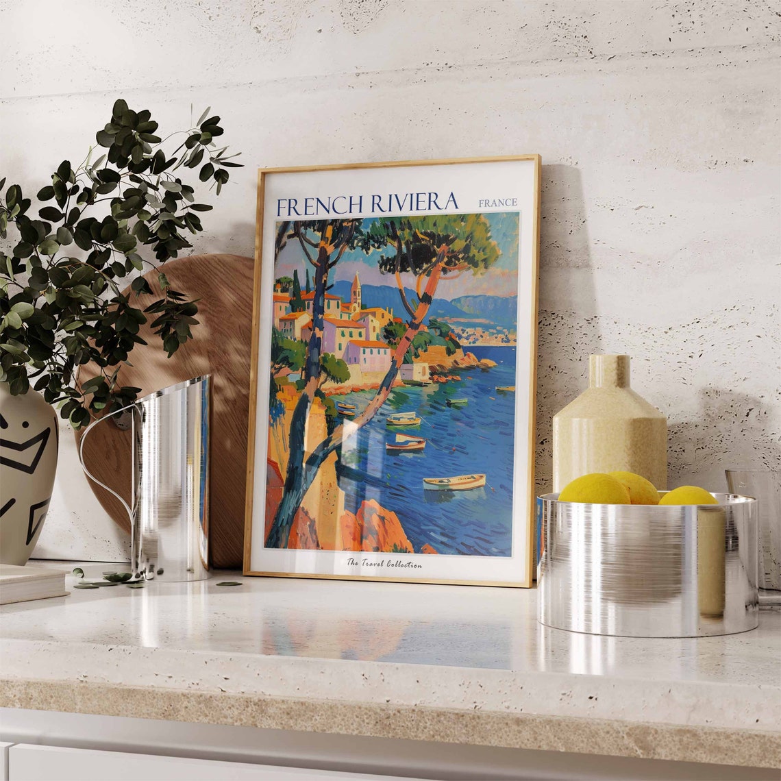 French Riviera Poster French Riviera Travel Print French Travel Poster Tropical Decor Beach Art Travel Gift Floral Print Coastal Art - Image 2