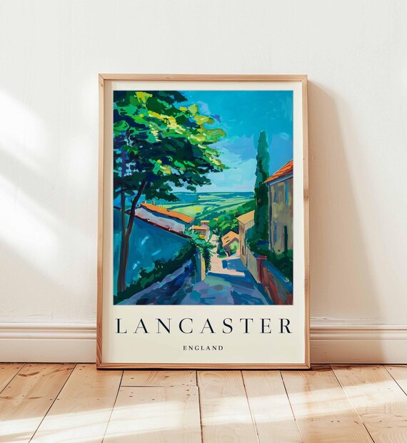 Lancaster England Painterly Countryside Lane Cottage Travel Art Poster