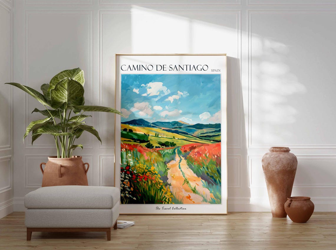 Camino De Santiago Poster Spain Travel Print Spanish Decor Europe Travel Poster European Wall Art Camino De Santiago Travel Poster - Image 3