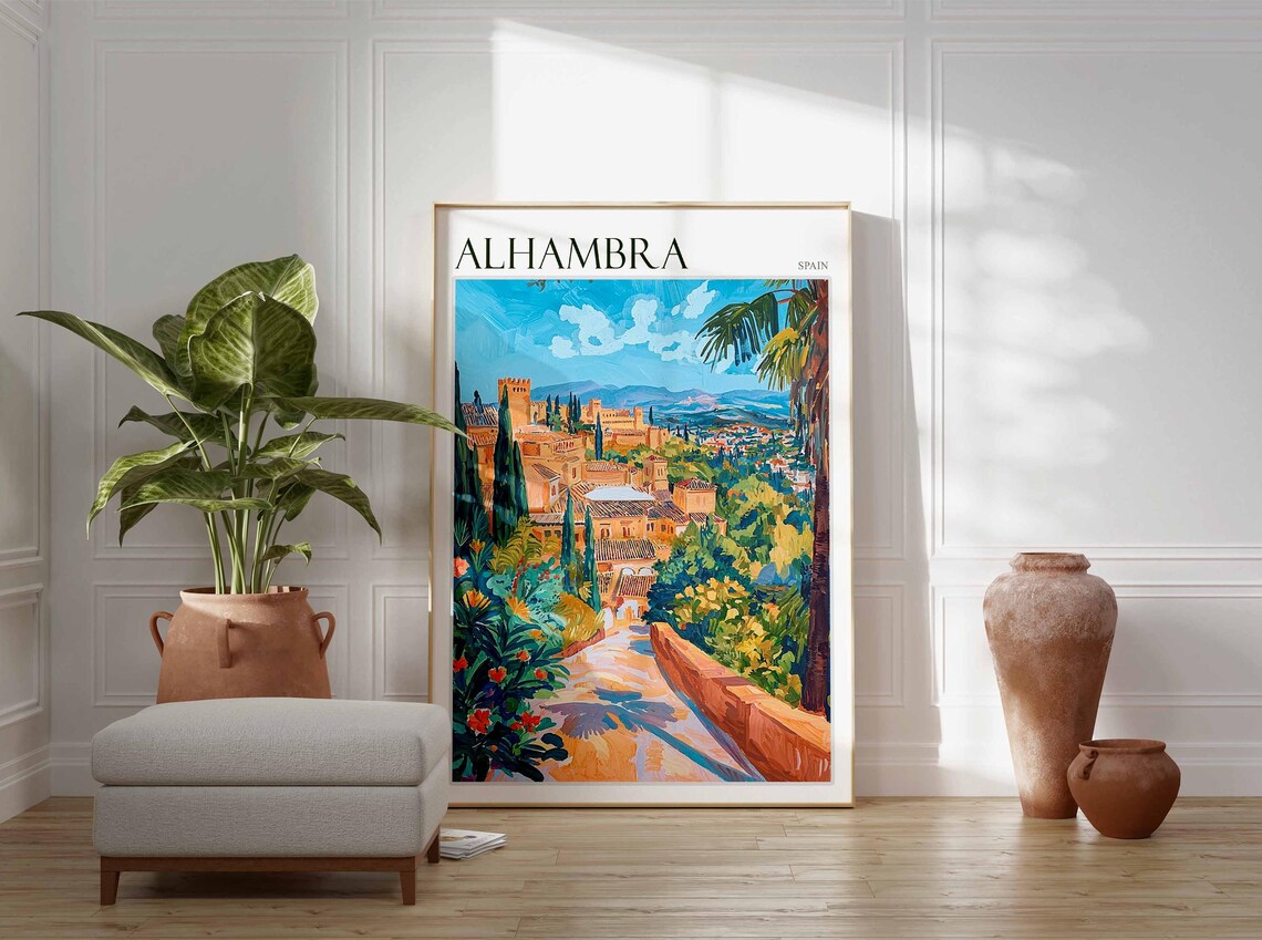 Alhambra Poster Spain Travel Print Spanish Decor Europe Travel Poster European Wall Art Alhambra Gift Alhambra Travel Poster - Image 2