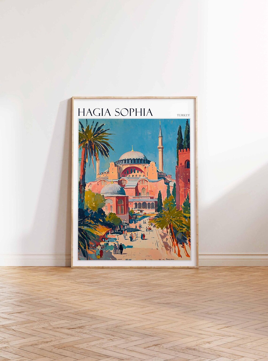 Hagia Sophia Sunlit Plaza Palms Historic Turkey Travel Poster - Image 3