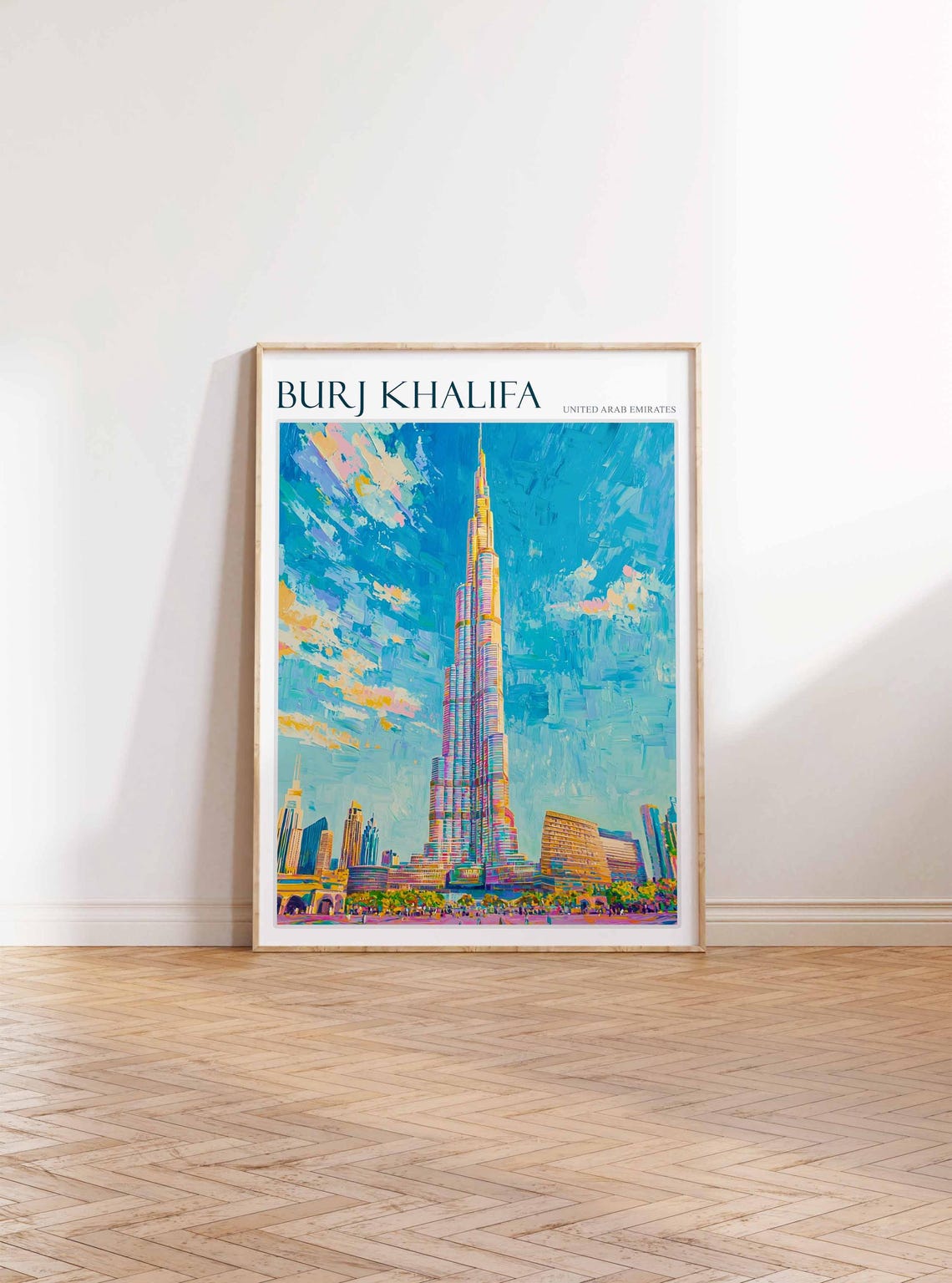 Burj Khalifa Dubai City Skyline Impressionist Oil Painting Poster - Image 3