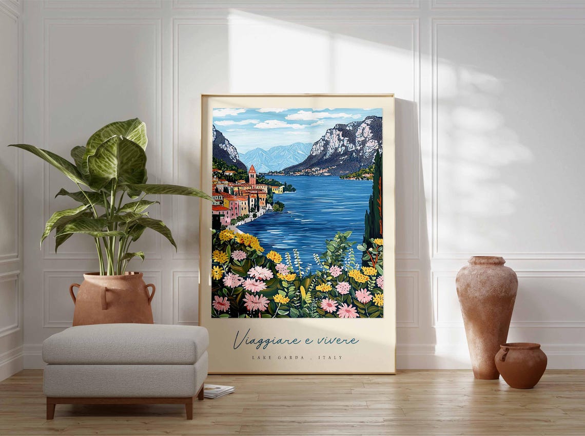 Lake Garda Poster Italian Travel Print Lake Garda Travel Art Lake Garda Wall Art Italy Art Italy Travel Decor Italian Travel Gift - Image 3
