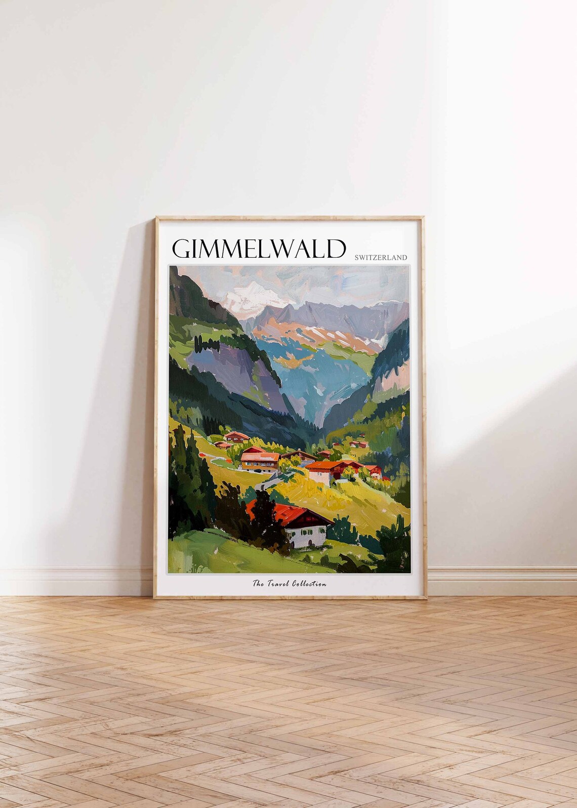 Gimmelwald Switzerland Valley Village Red Roofs Mountain Travel Poster - Image 2