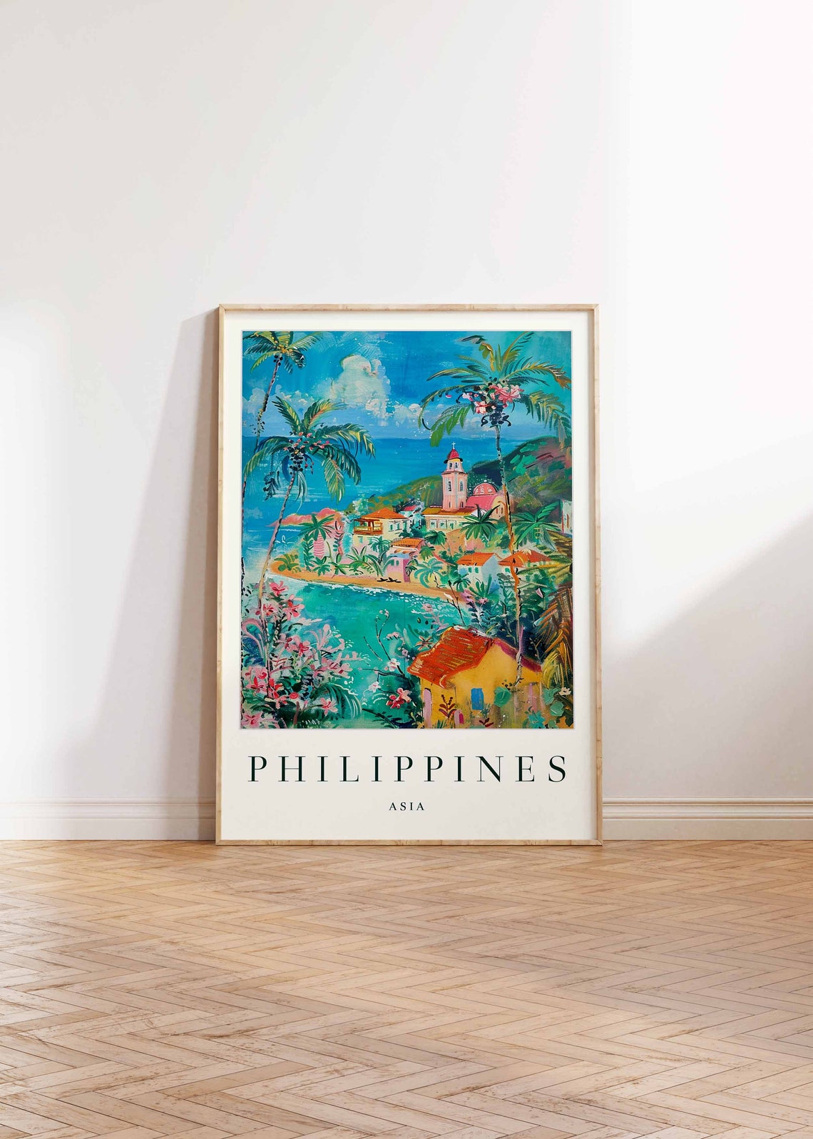 Philippines Asia Tropical Island Cove Palms Church Tower Poster - Image 2