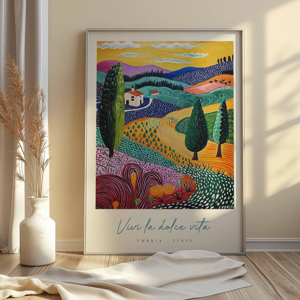 Umbria Italy Modern Abstract Countryside Farmhouse Bold Color Poster - Image 2