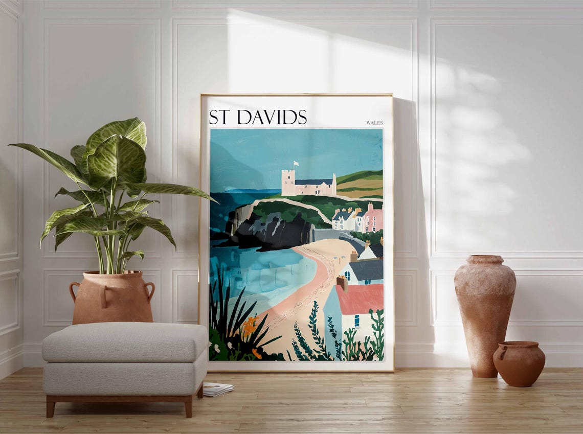 St Davids Poster Wales Poster Uk Travel Poster Coastal Wall Art Uk Home Decor St Davids Travel Print Wales Travel Print Wales Artwork - Image 2