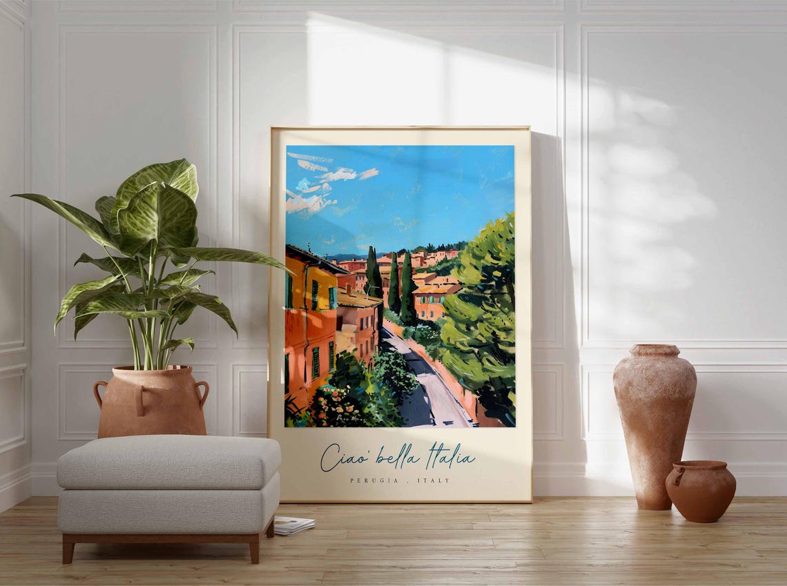 Perugia Poster Italian Travel Print Perugia Travel Art Perugia Wall Art Italy Art Italy Travel Decor Italian Travel Gift - Image 3