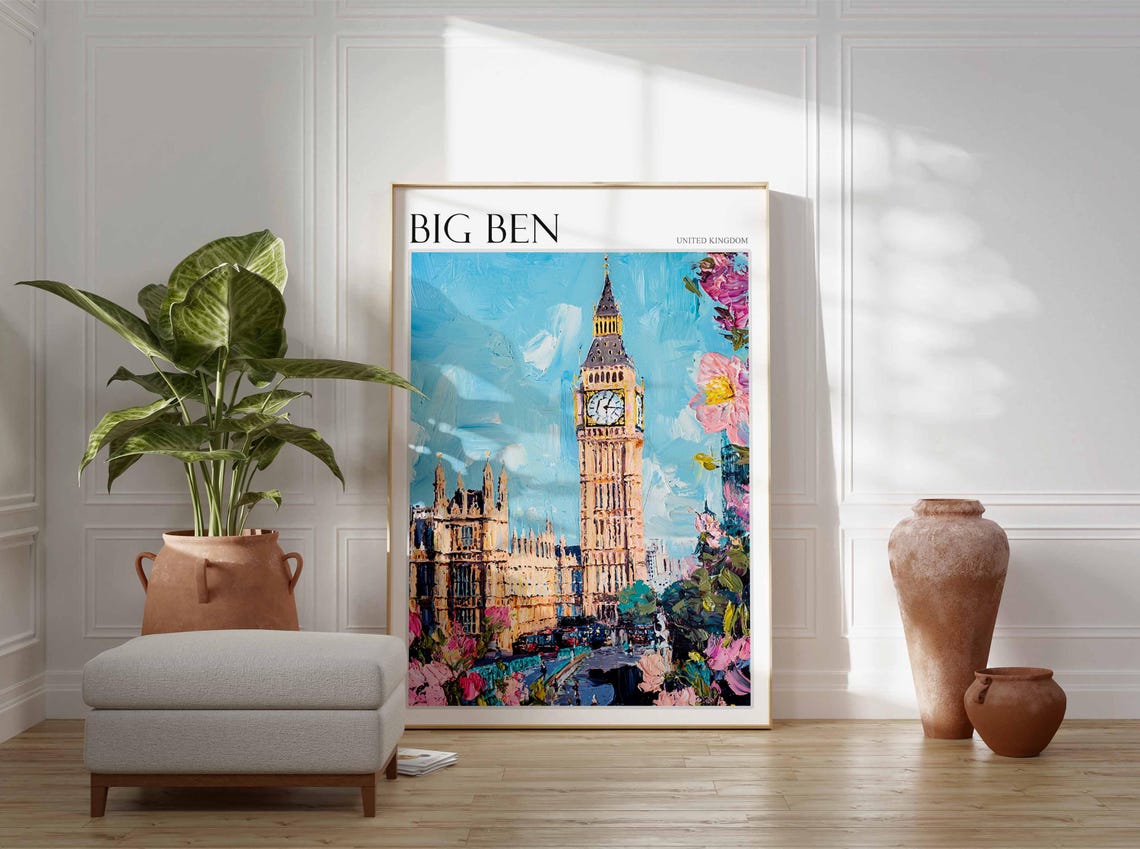 Big Ben Poster England Travel Print British Decor United Kingdom Travel Poster City Print Big Ben Gift Big Ben Travel Poster - Image 2