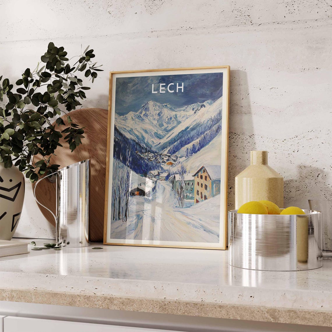 Lech Austria Snowy Village Street Winter Dusk Mountain Poster - Image 2