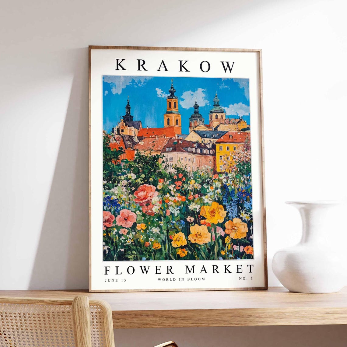 Krakow Flower Market Old Town Wildflower Field Sunset Poster
