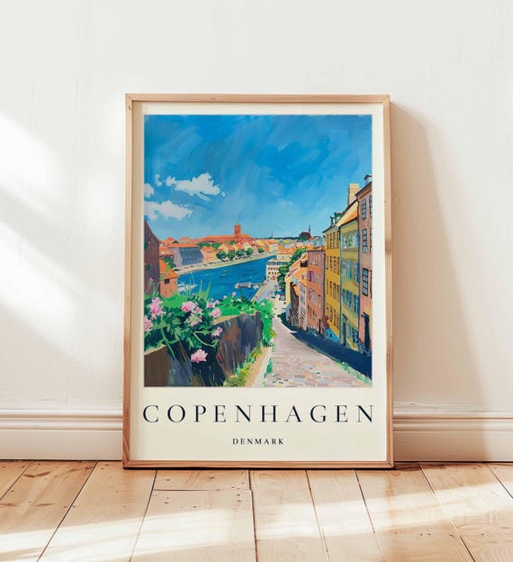 Copenhagen Travel Poster Colorful Denmark City Art Print