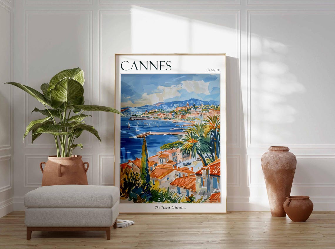 Cannes Poster France Travel Print French Decor Europe Travel Poster European Wall Art City Print Cannes Gift Cannes Travel Poster - Image 3