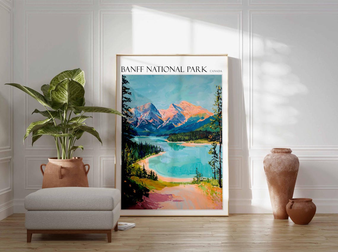 Banff National Park Canada Sunset Over Turquoise Lake Landscape Poster - Image 2