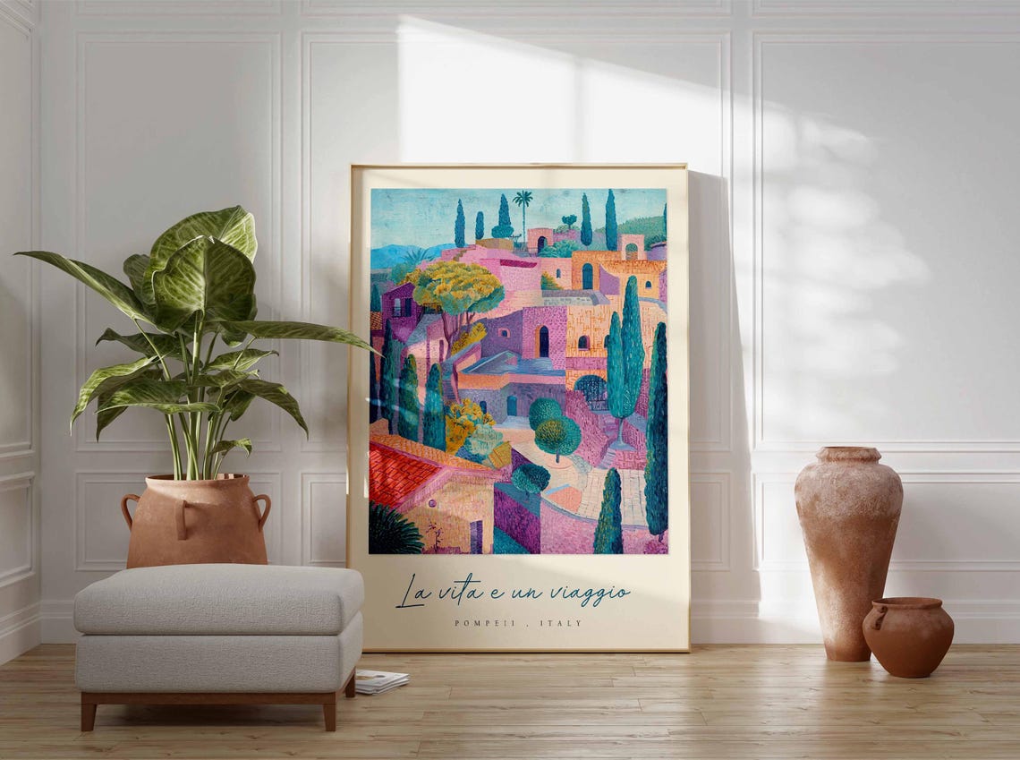 Pompeii Poster Italian Travel Print Pompeii Travel Art Pompeii Wall Art Italy Art Italy Travel Decor Italian Travel Gift - Image 3