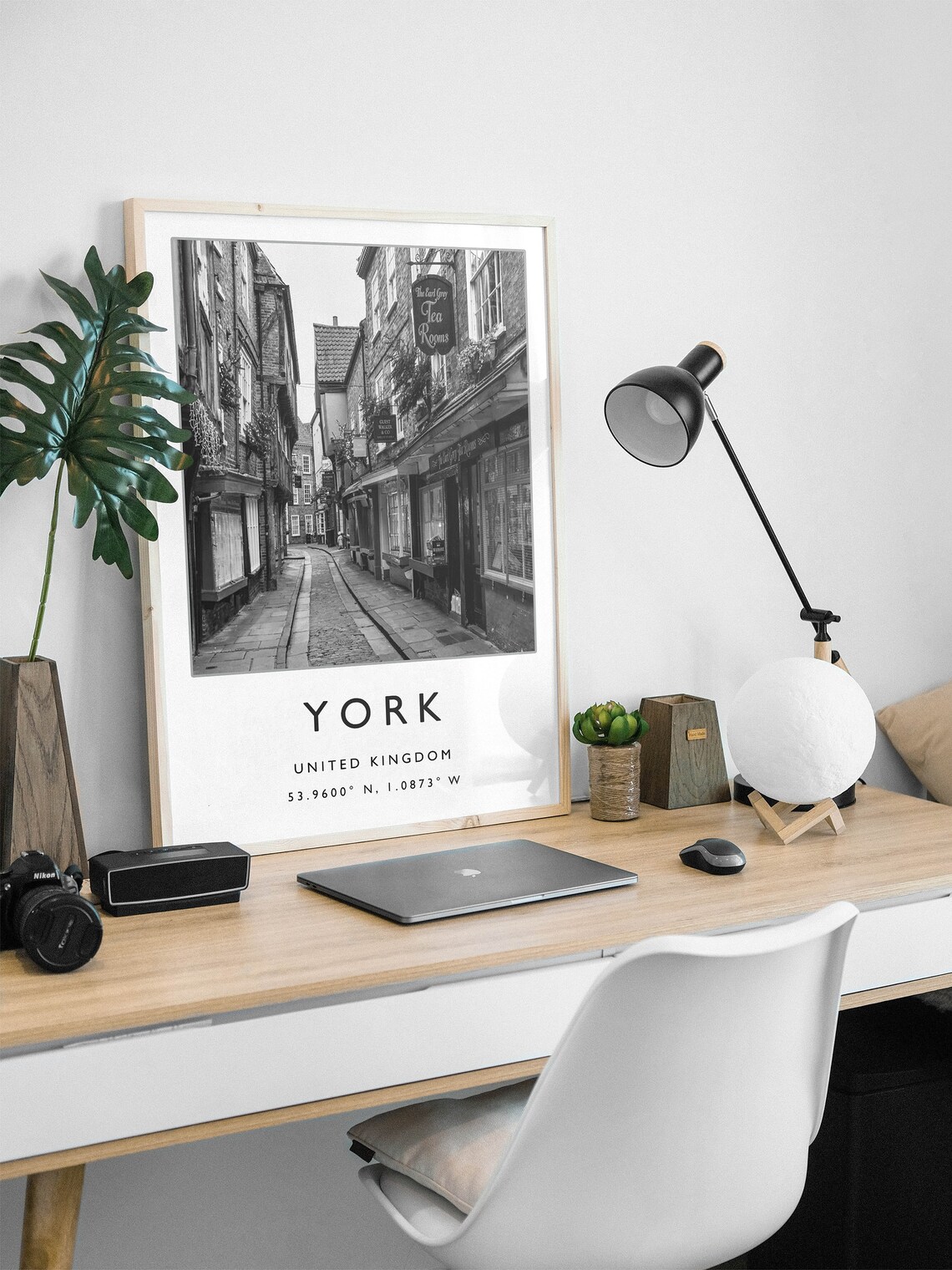 York, England Travel Poster, Black and White Art Print - Image 3