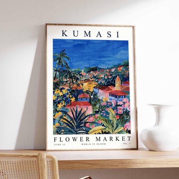 Kumasi Flower Market Poster Print Ghanaian Floral Wall Art Decor Botanical Ghana Africa Travel