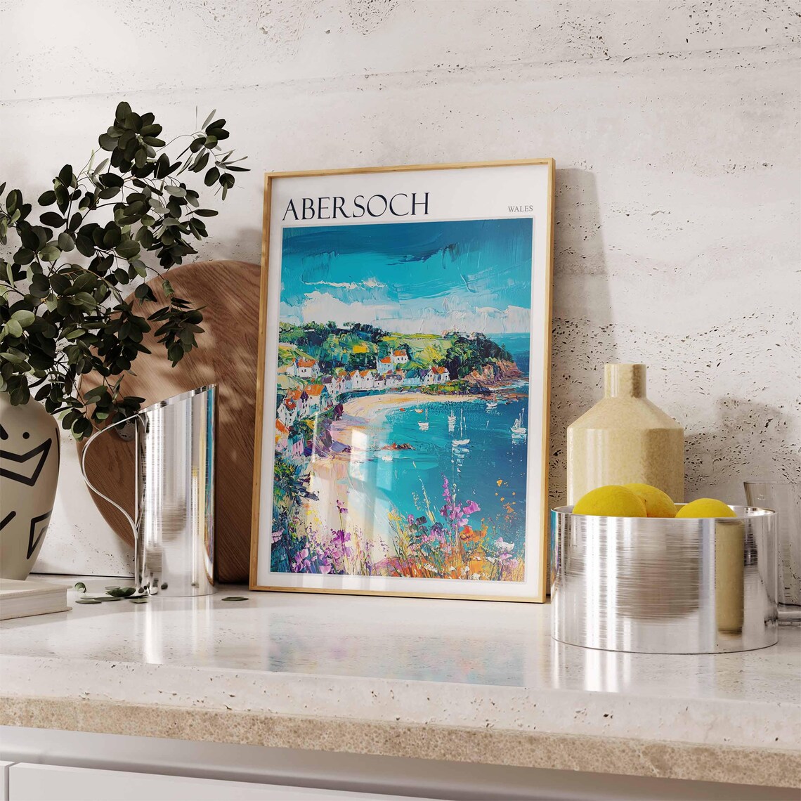 Abersoch Wales Coastal Bay Fishing Village Art Travel Collection Poster - Image 2