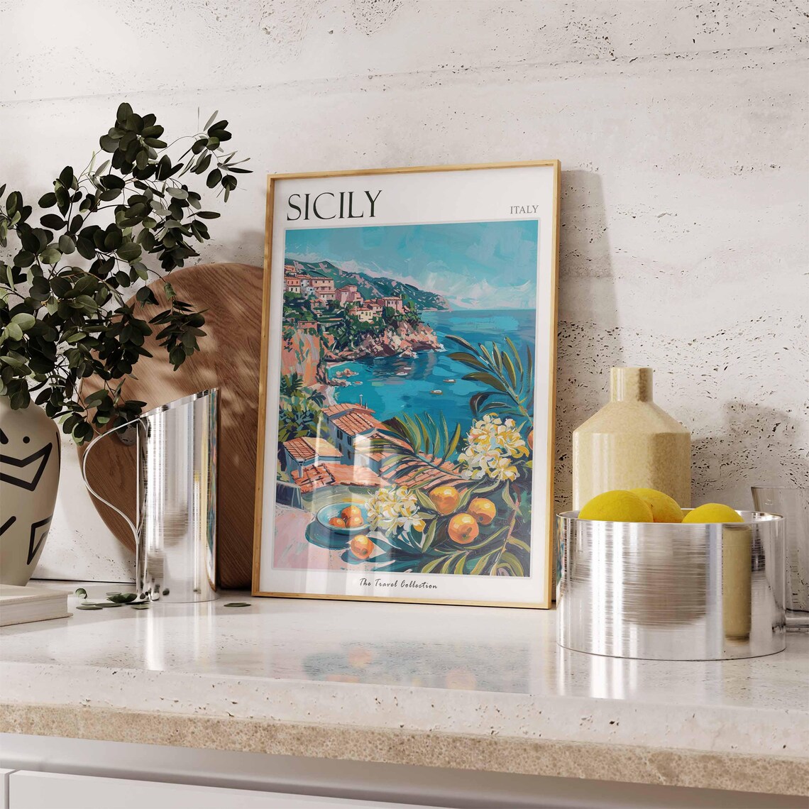 Sicily Italy Coastal Town Mediterranean Sea Travel Collection Poster - Image 3