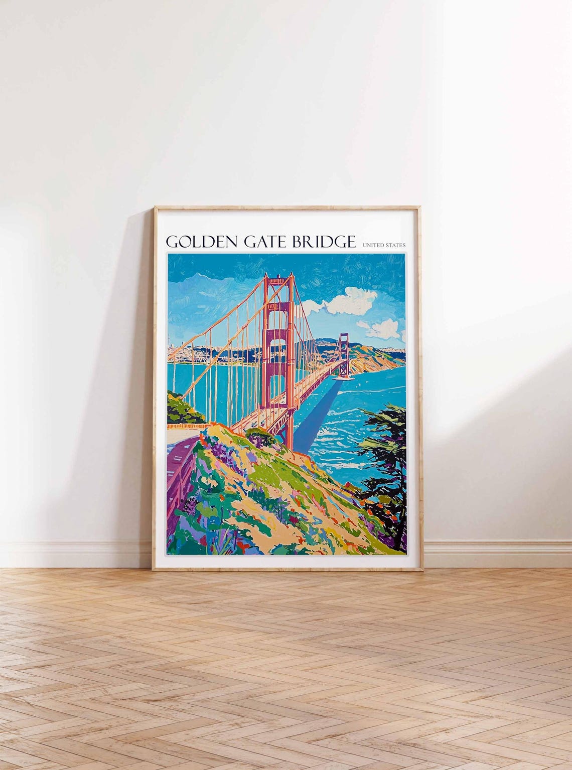 Golden Gate Bridge San Francisco Bay Painted Landmark Poster - Image 3