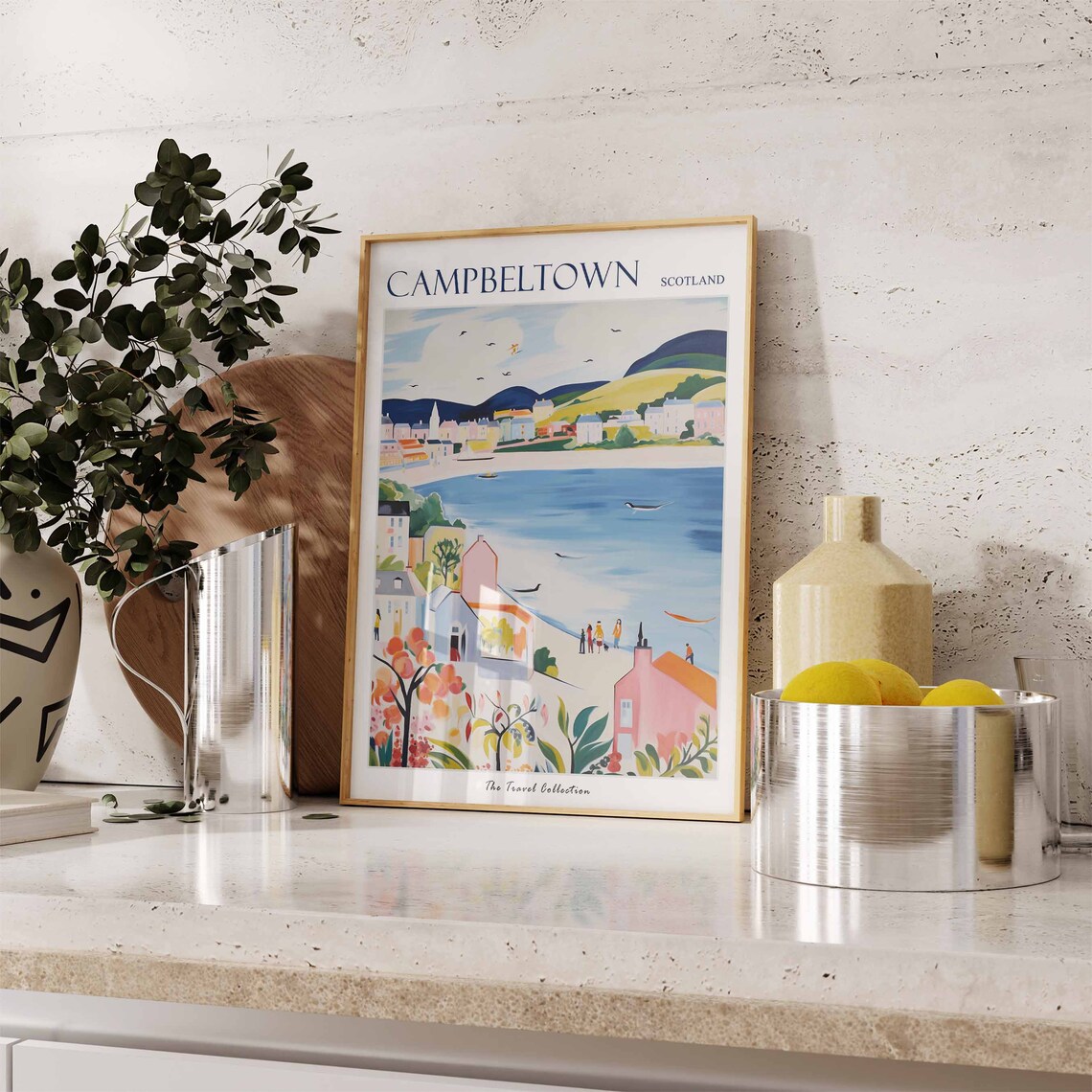 Campbeltown Scotland Hillside Beach Swallows Travel Poster Art - Image 3