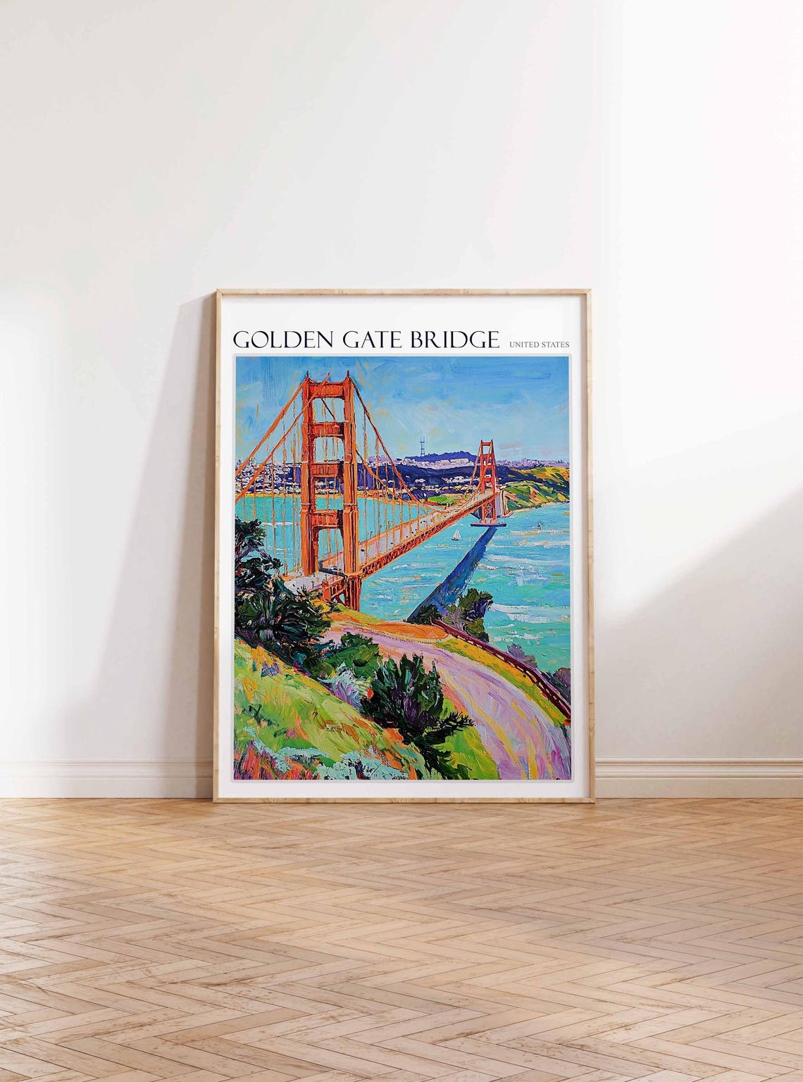 Golden Gate Bridge Green Hillside Winding Bay Road Scenic Poster - Image 3