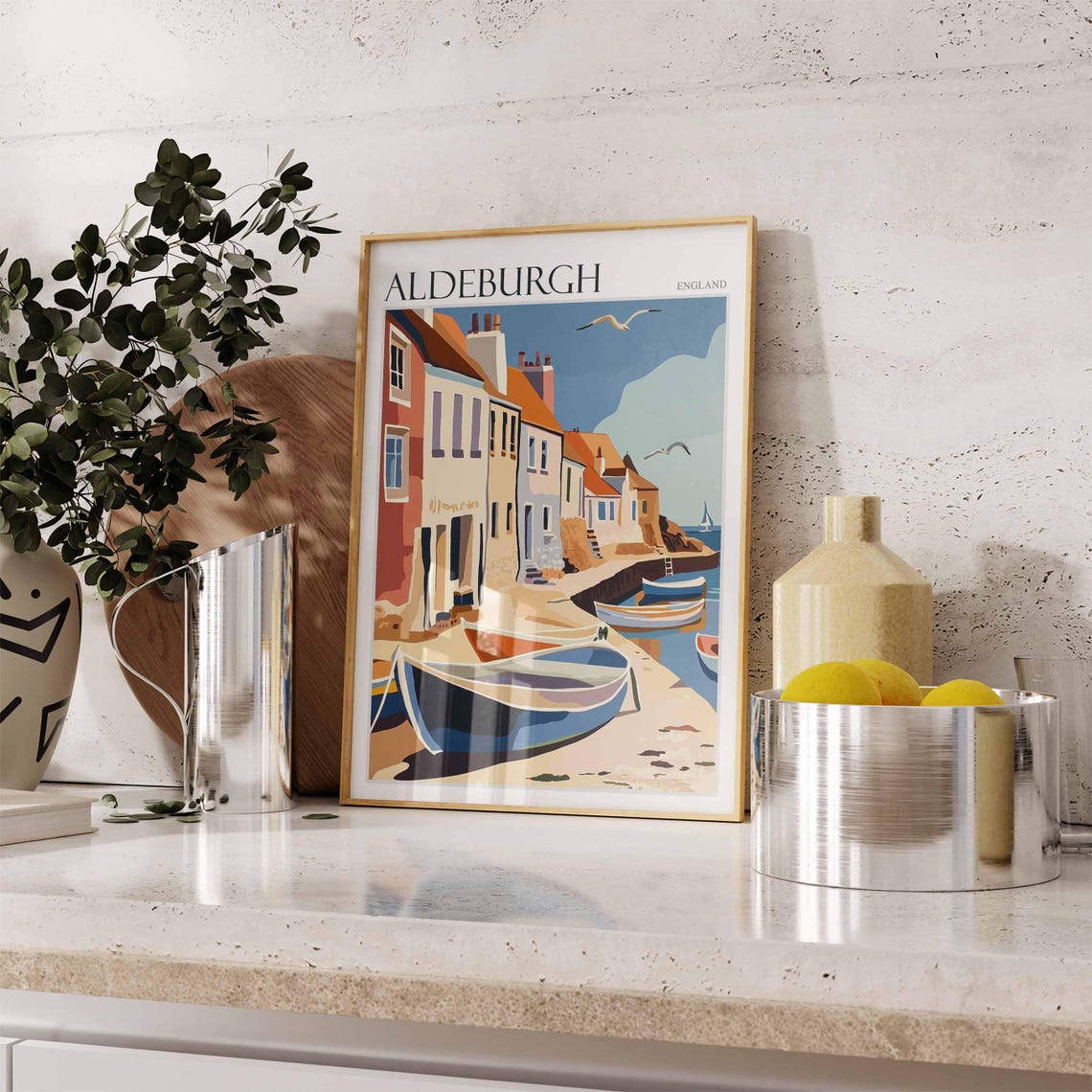 Aldeburgh Sunset Boats Harbour Wall Warm Glow Suffolk Poster - Image 2