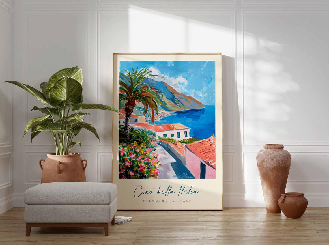 Stromboli Poster Italian Travel Print Stromboli Travel Art Stromboli Wall Art Italy Art Italy Travel Decor Italian Travel Gift - Image 3