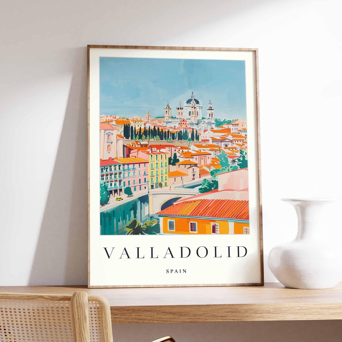 Valladolid Spain Old Town Cityscape Watercolor Travel Poster