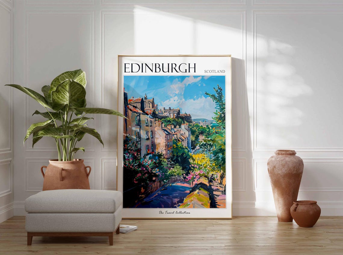 Edinburgh Poster Scotland Travel Print Scottish Decor United Kingdom Travel Poster City Print Edinburgh Gift Edinburgh Travel Poster - Image 2
