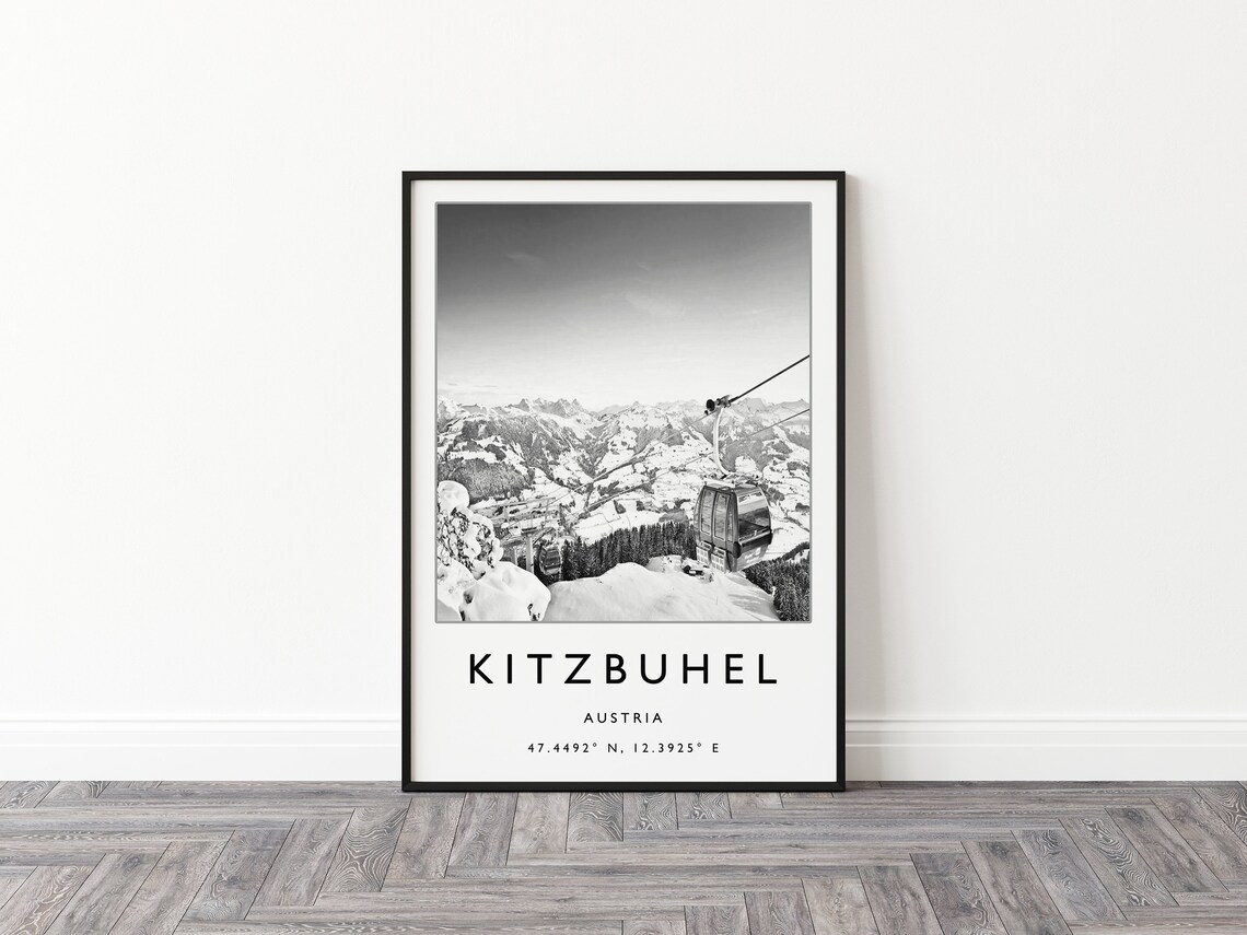 Kitzbuhel Austria Ski Travel Poster, Winter Sport Art - Image 2